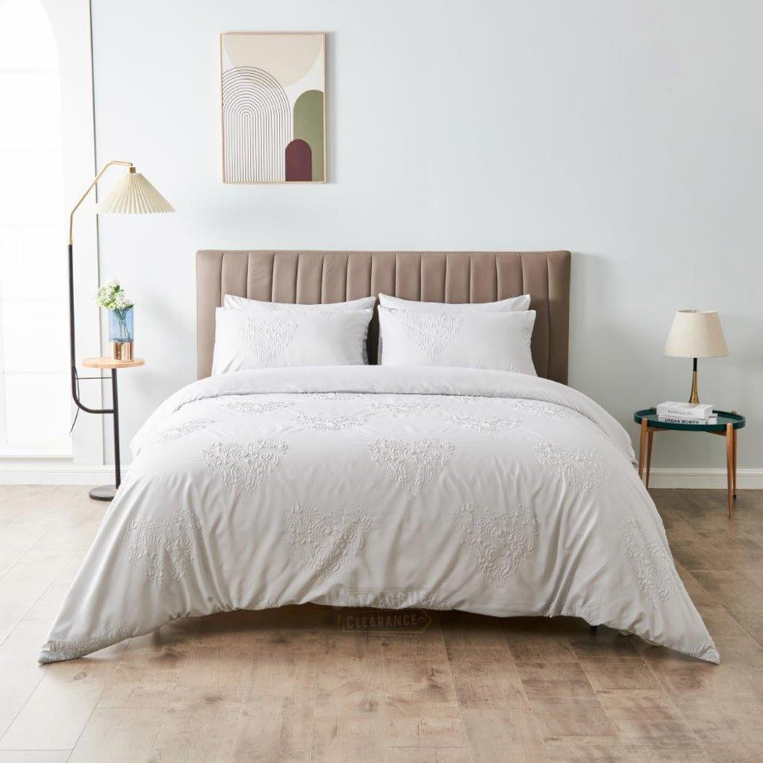 GC GAVENO CAVAILIA 3Pcs Soft Microfiber White Polka Dots Bedding Set - Super King Duvet Cover with Pillow Cases