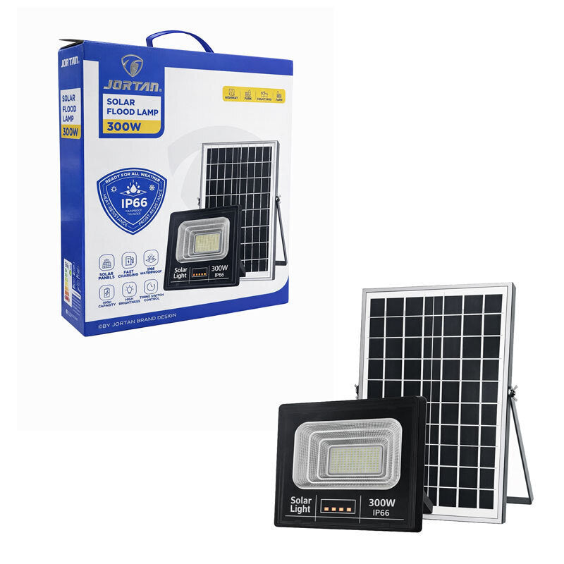 Jortan 300W Solar Flood Light Lamp with Panel (IP66 Waterproof)