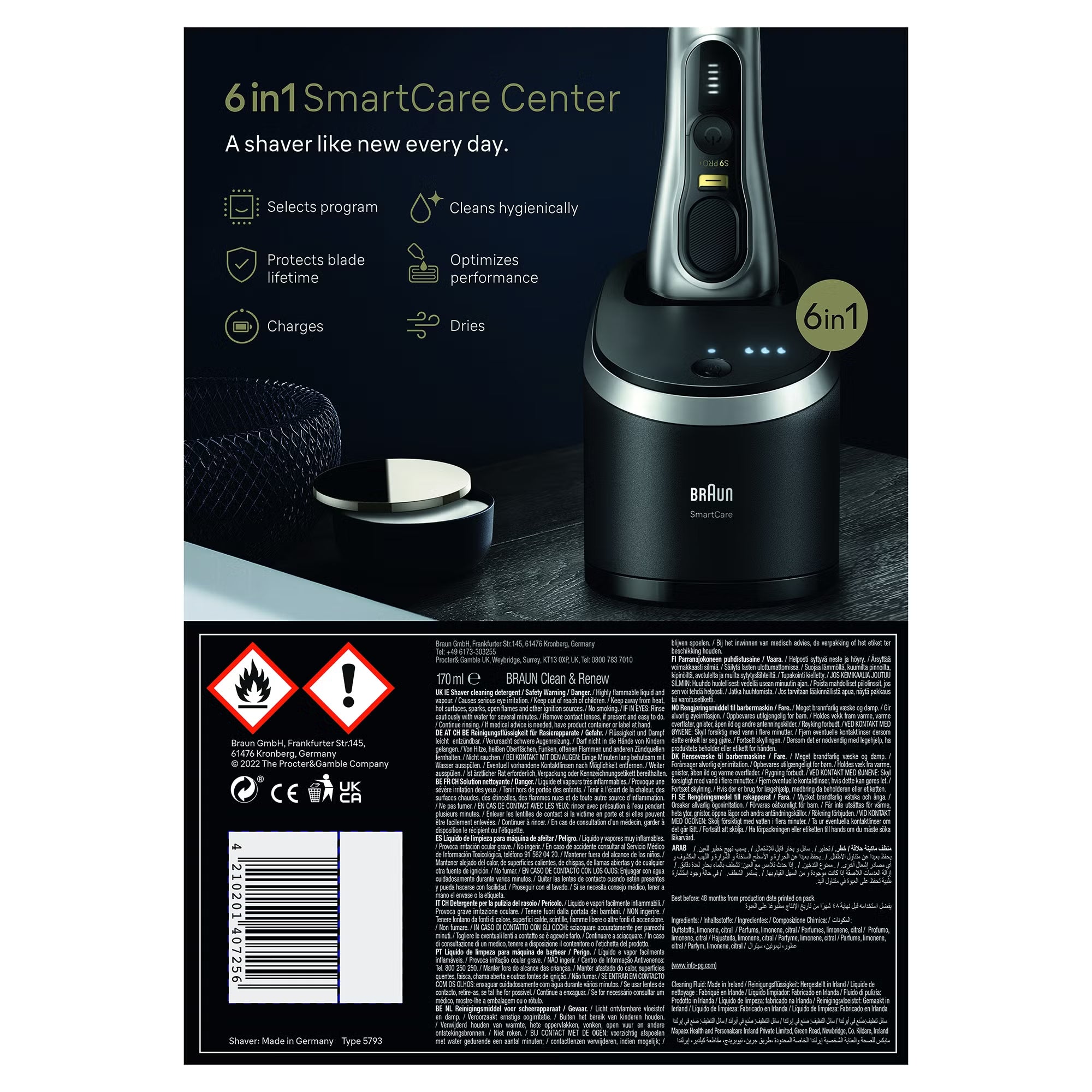 Braun Series 9 Pro+ Shaver with Cleaning, Charging Station & Power Case 9477cc
