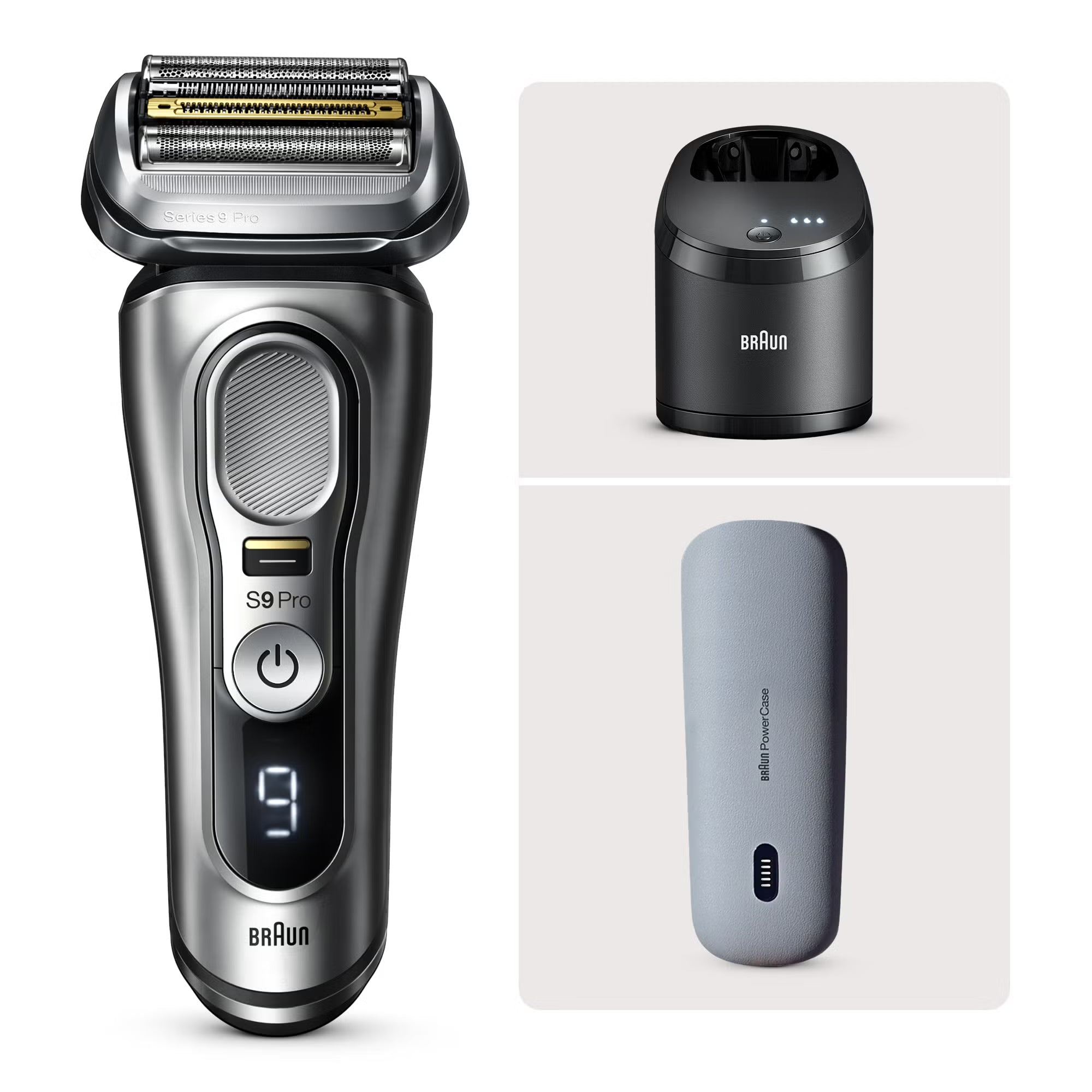 Braun Series 9 Pro+ Shaver with Cleaning, Charging Station & Power Case 9477cc