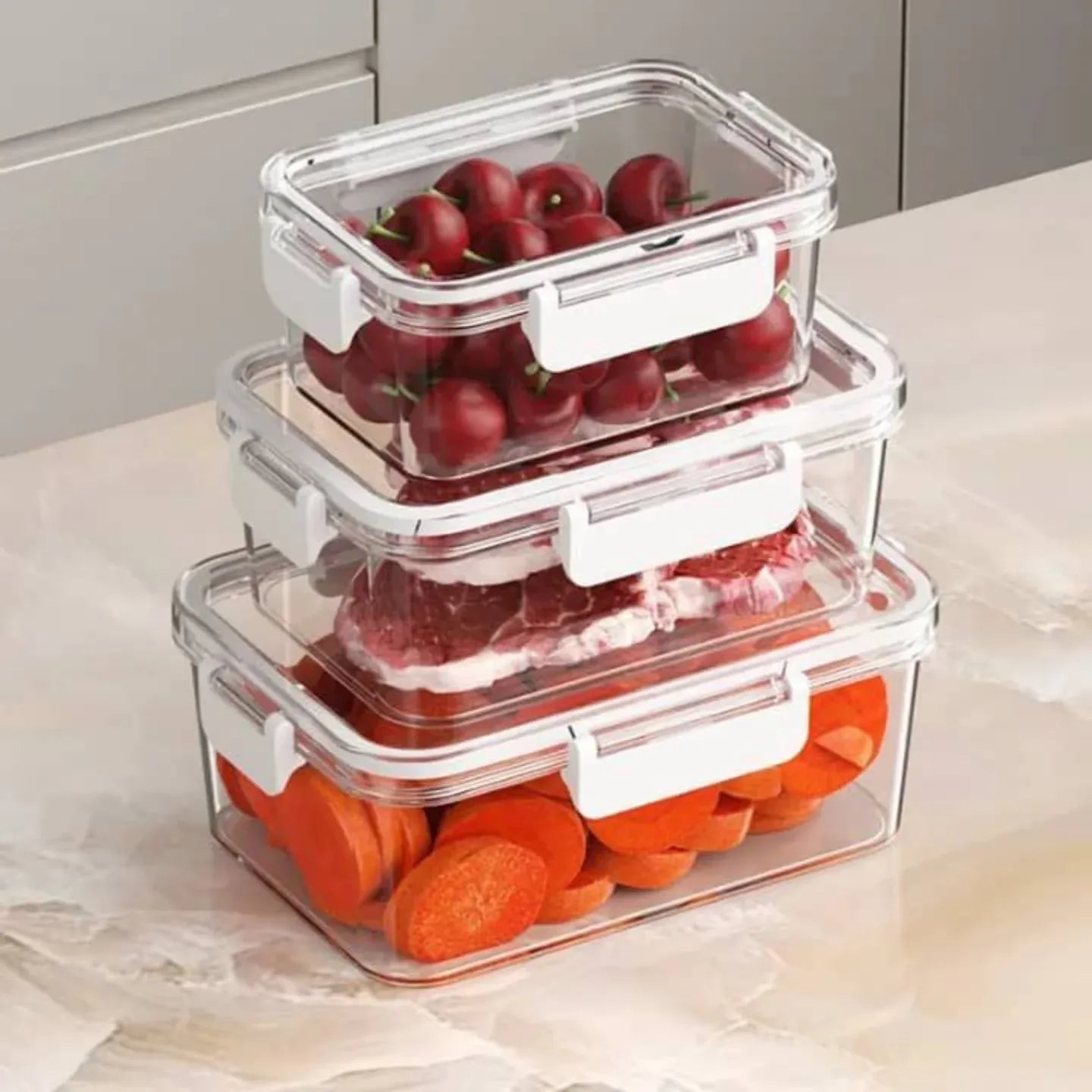 Crisper Box Food Storage Set – Airtight Fresh-Keeping Containers for Fruits & Vegetables