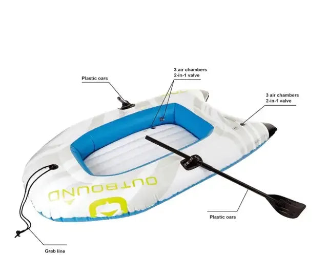 2 Person Inflatable Dinghy Boat – Heavy Duty PVC Inflatable Boat with Oars for Beach, Lakes & Water Adventures