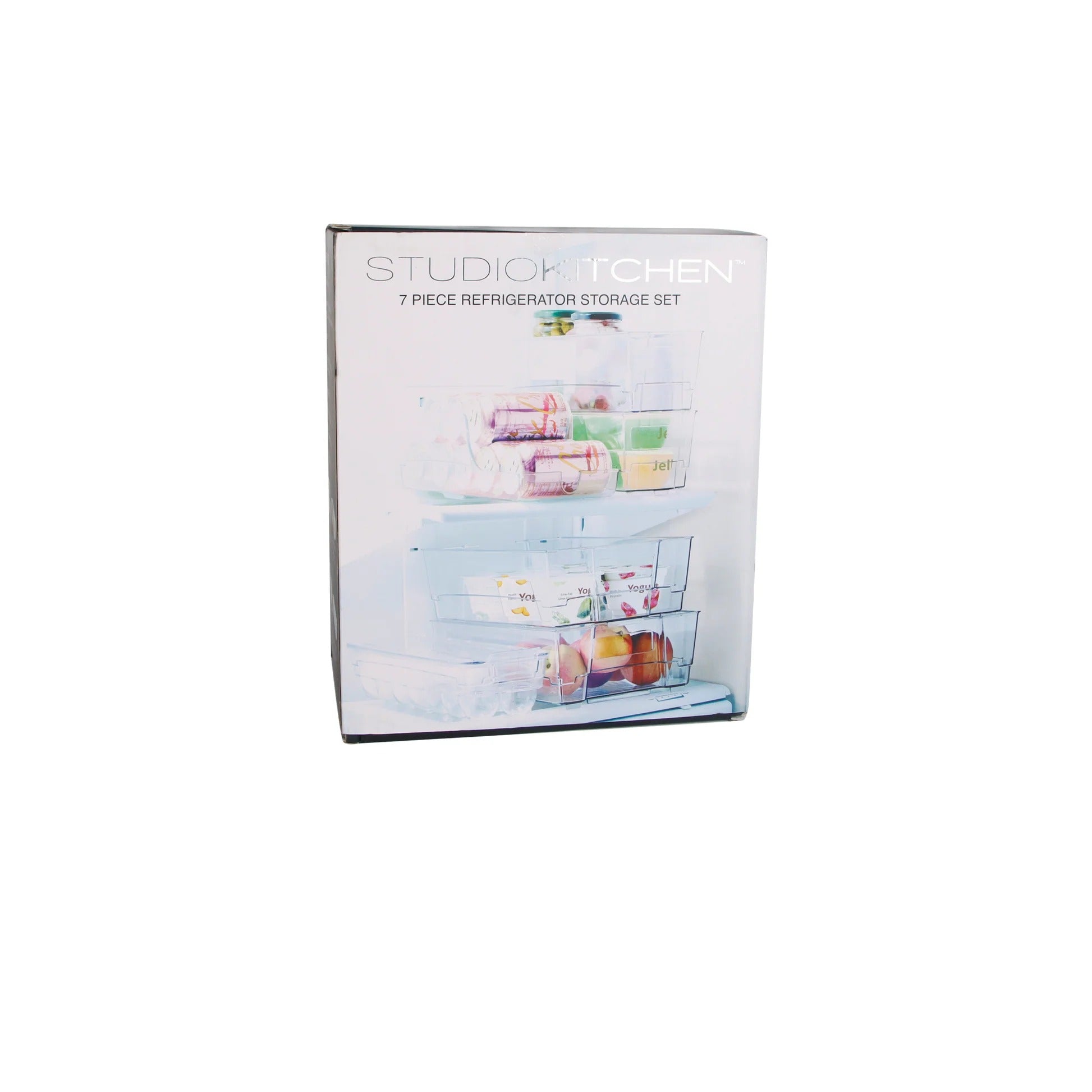 7-Piece Fridge Organizer Set – Clear Storage Bins with Drawers, Egg Holder & Can Dispenser
