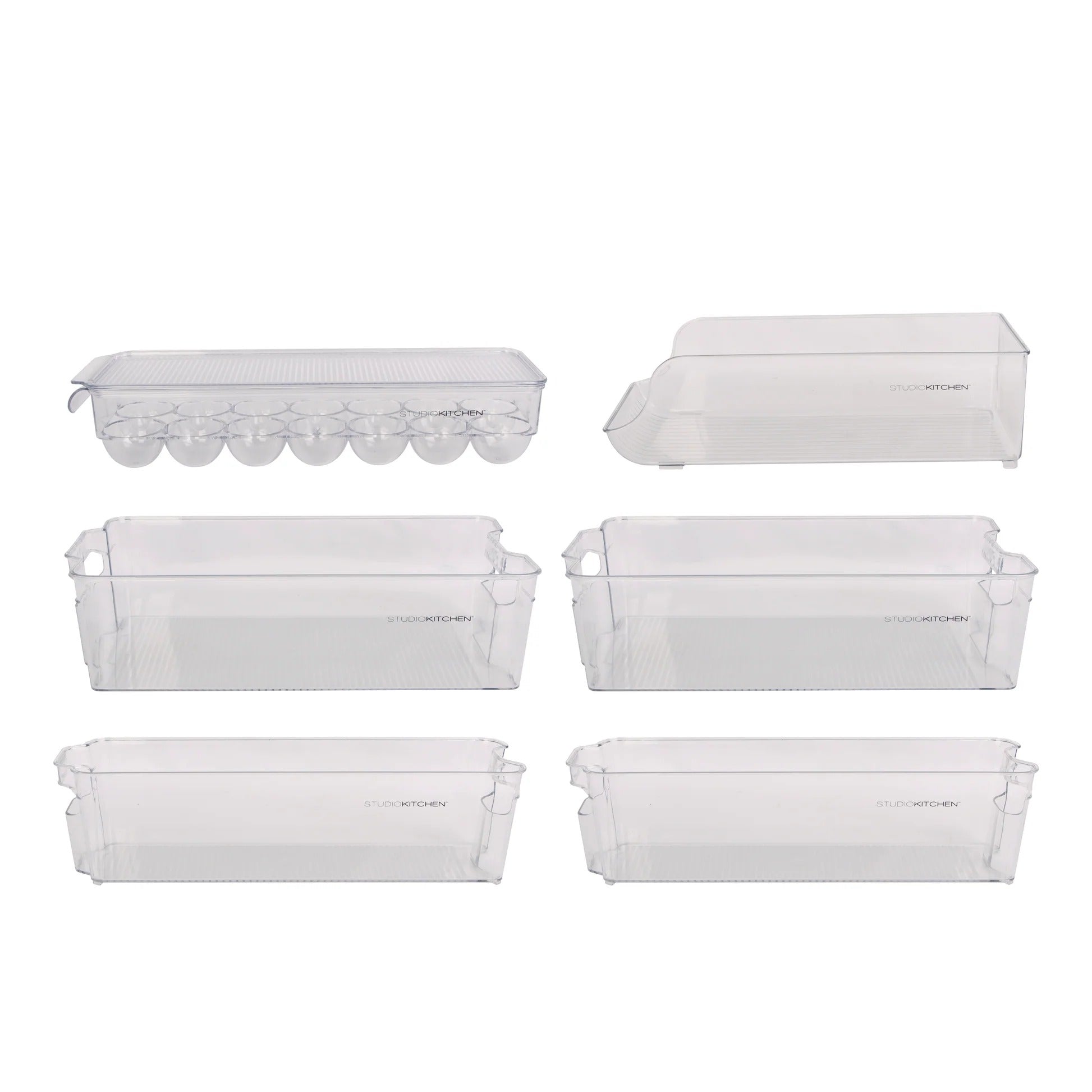 7-Piece Fridge Organizer Set – Clear Storage Bins with Drawers, Egg Holder & Can Dispenser