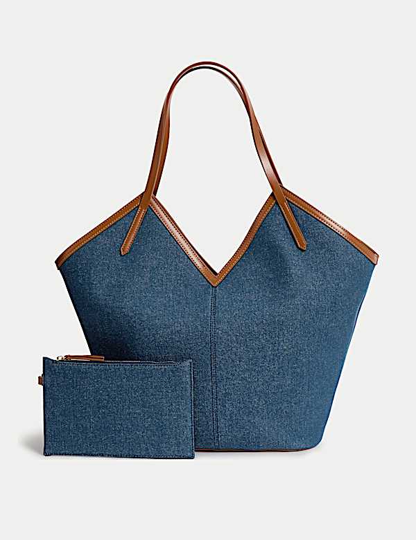 High Street Canvas Striped Tote Bag – Large Beach, Shopping & Everyday Shoulder Bag