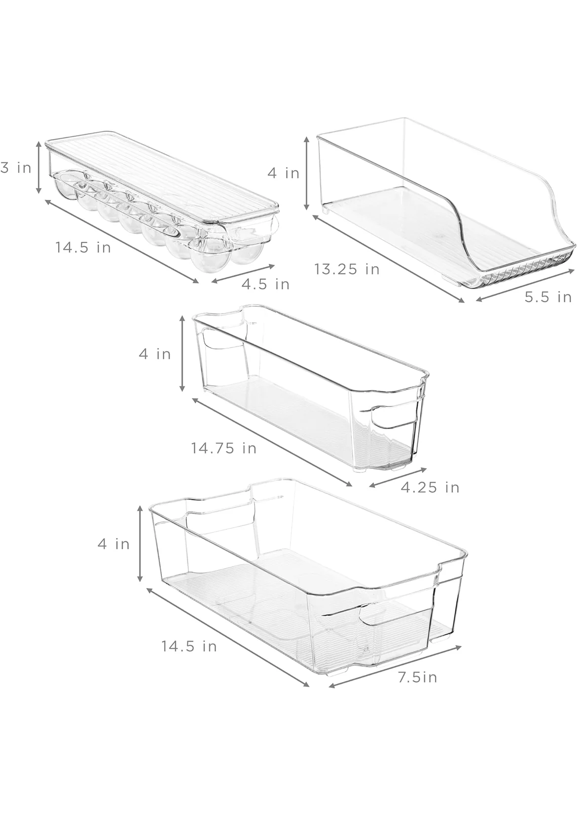 7-Piece Fridge Organizer Set – Clear Storage Bins with Drawers, Egg Holder & Can Dispenser