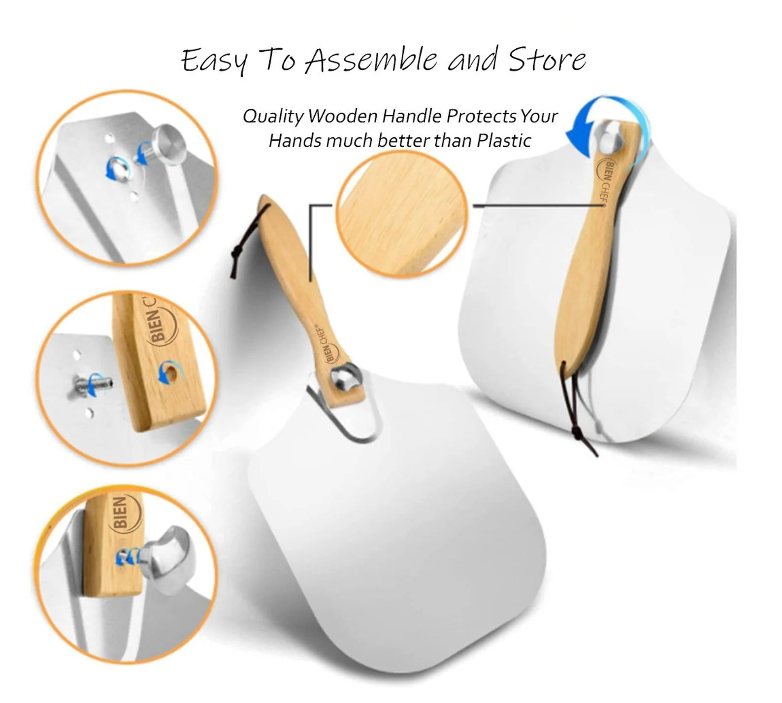 Aluminium Pizza Peel Set with Stainless Steel Rocker Cutter & Wooden Handles – Pizza Oven Tool Kit