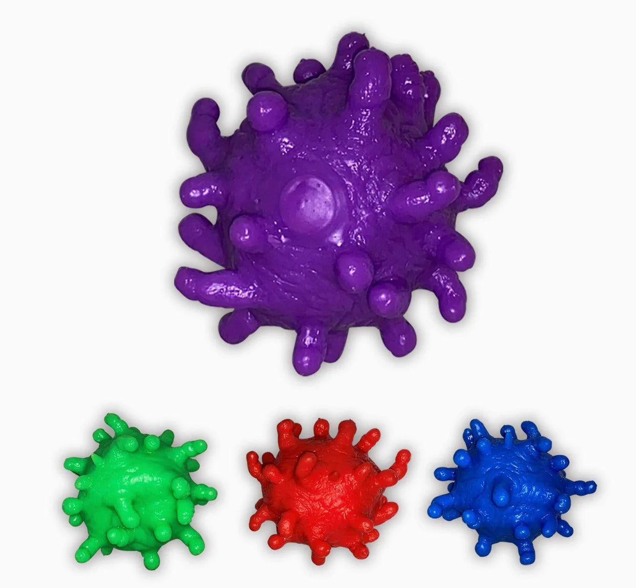 Pack of 3 Air-Filled Stress Balls – Messy Foam Texture Fidget Toy (Red, Purple & Green)