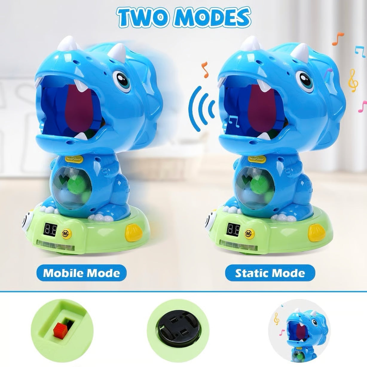 Dinosaur Shooting Toy with Sound – Interactive Target Game (Ages 6+) mixed red or green