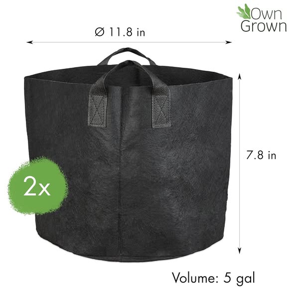 OwnGrown Plant Grow Bags — 4 × 5 Gallon Plant Bags (Reusable Garden Planters)