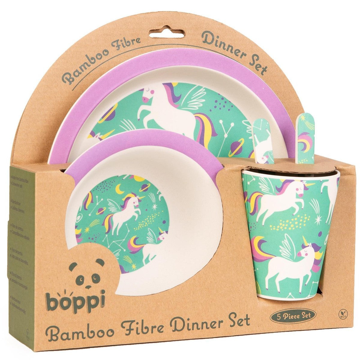 Boppi Toddler Bamboo Fibre Dinner Picnic Set 5-Piece Tableware