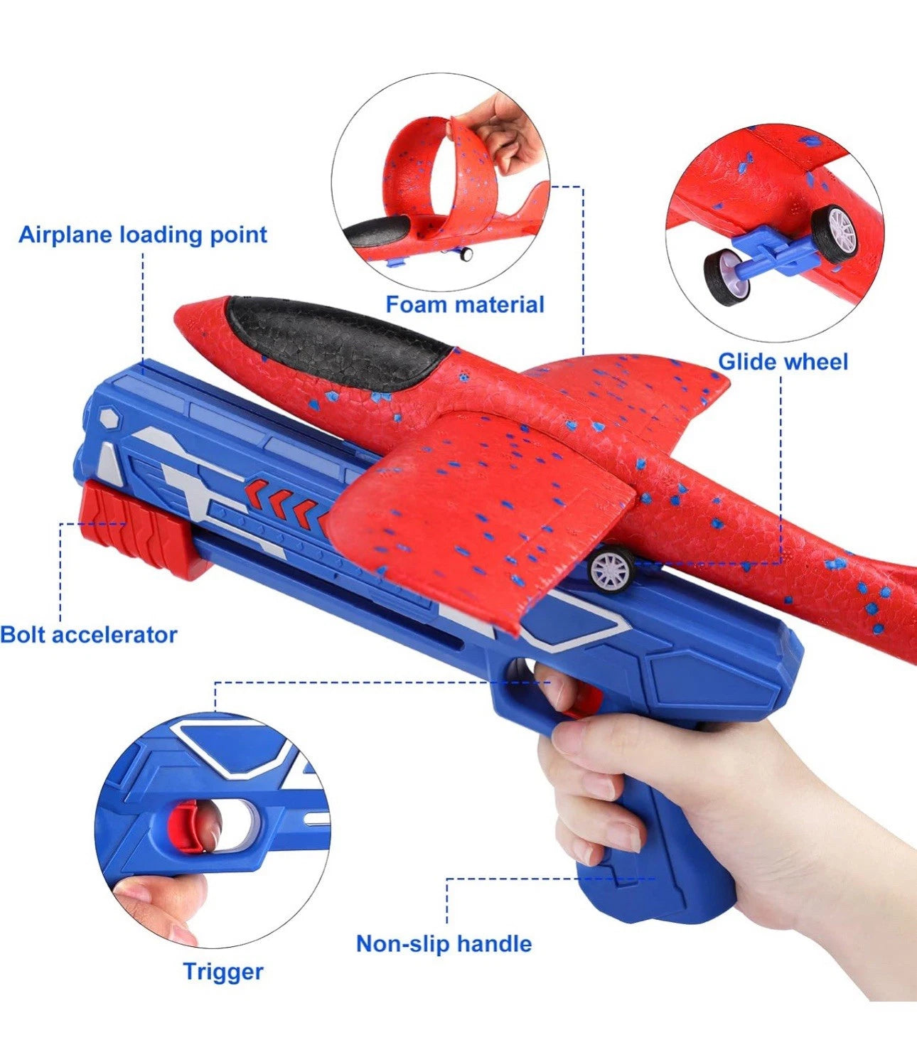 Glider Planes Launcher Toy Airplane Throwing Foam Aeroplanes with Catapult Gun