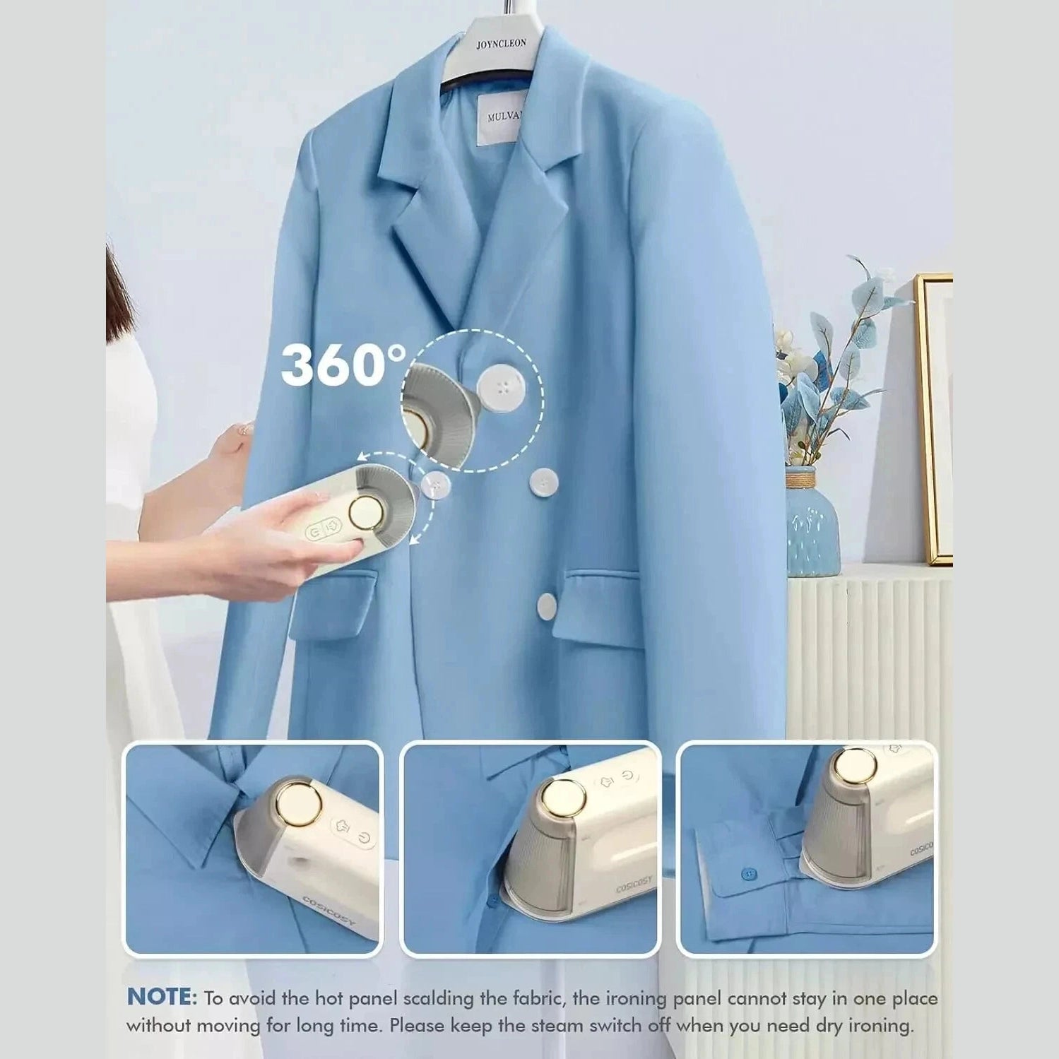 Steam Iron, Cosicosy 2-In-1 Handheld Clothes Steamer 1200W Portable Garment