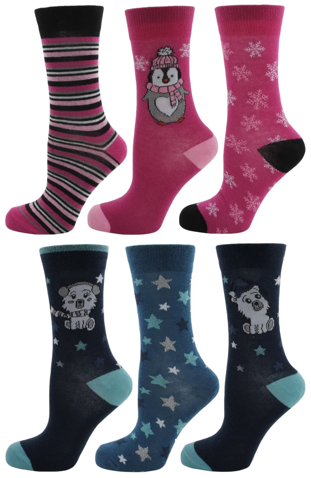 Zest 6 Pack Ladies Cotton Rich Assorted Design Socks | UK 4-8 Euro 37-42