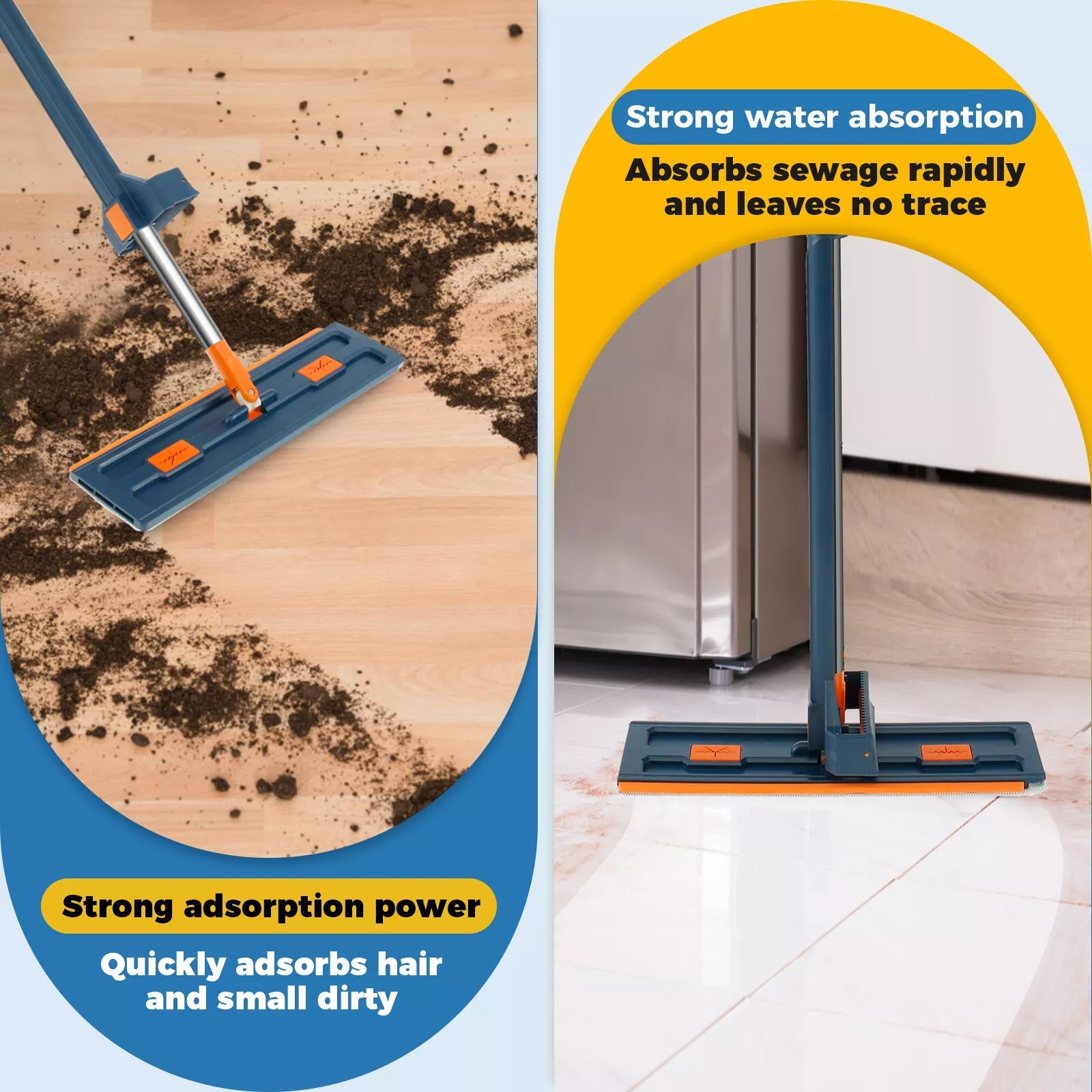 Hand-Free Flat Mop & Folding Bucket Set – Compact, Efficient, and Hygienic Cleaning Solution