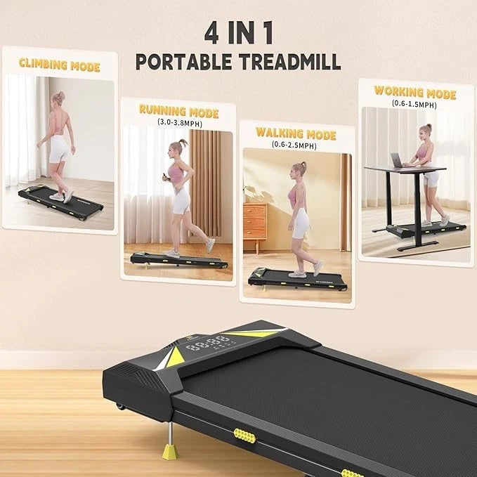 Freepi Walking Pad Treadmill with Adjustable Incline – Compact Under Desk Treadmill with Remote Control & LED Display for Home & Office
