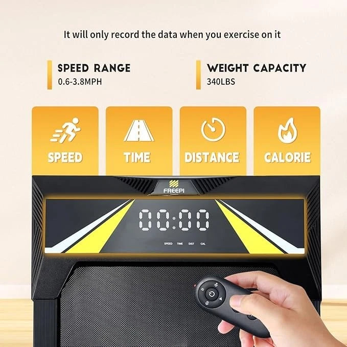 Freepi Walking Pad Treadmill with Adjustable Incline – Compact Under Desk Treadmill with Remote Control & LED Display for Home & Office
