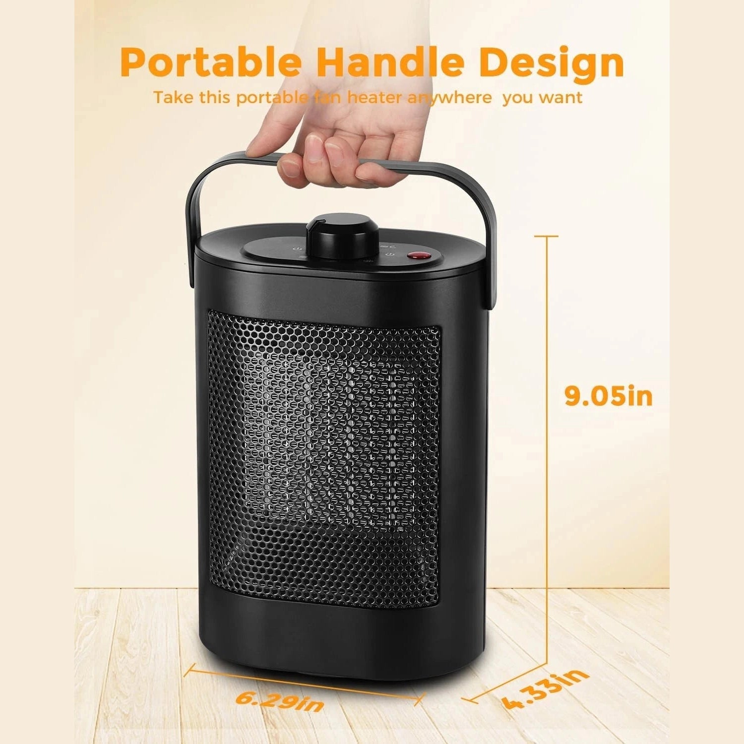 IVESION PTC Ceramic Portable Fan Heater – Energy-Efficient Electric Heater with Overheat and Tip-Over Safety, 75° Oscillating Design for Home, Office, Bedroom, and Study