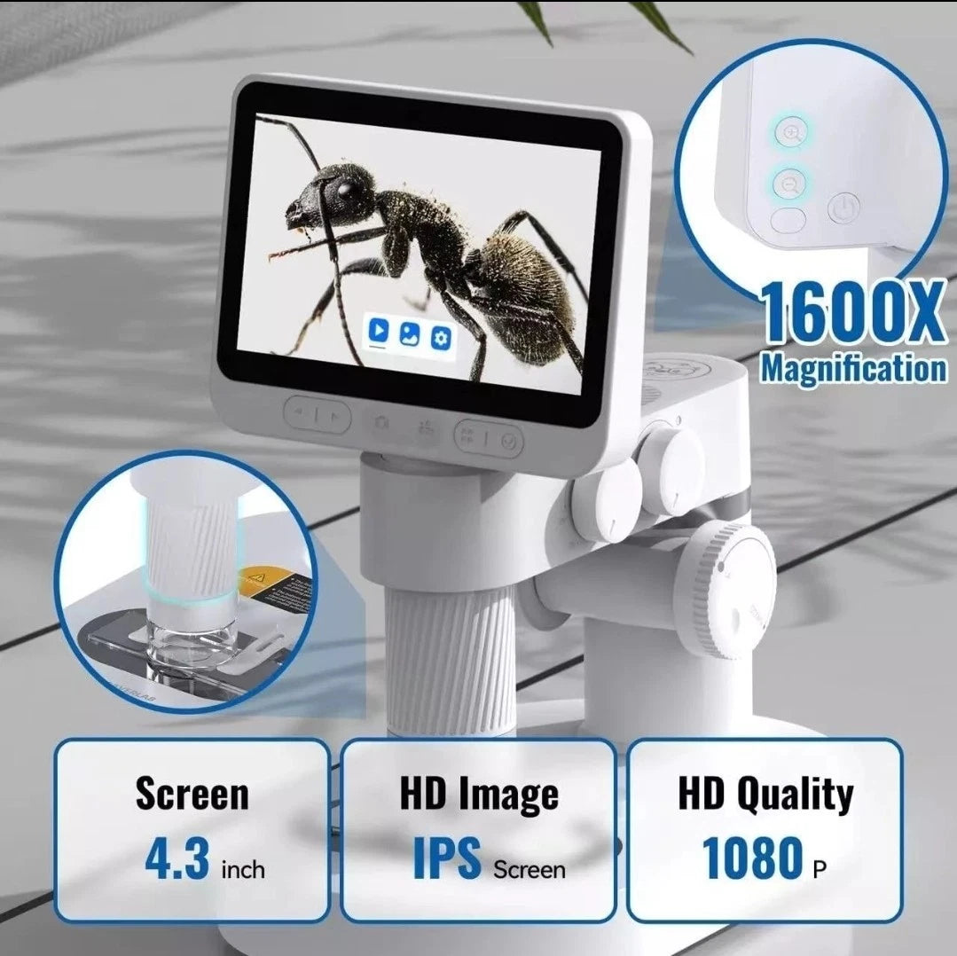 Beaverlab Digital Microscope with 4.3" 1080P IPS Display – Eco-Friendly Optical Staining