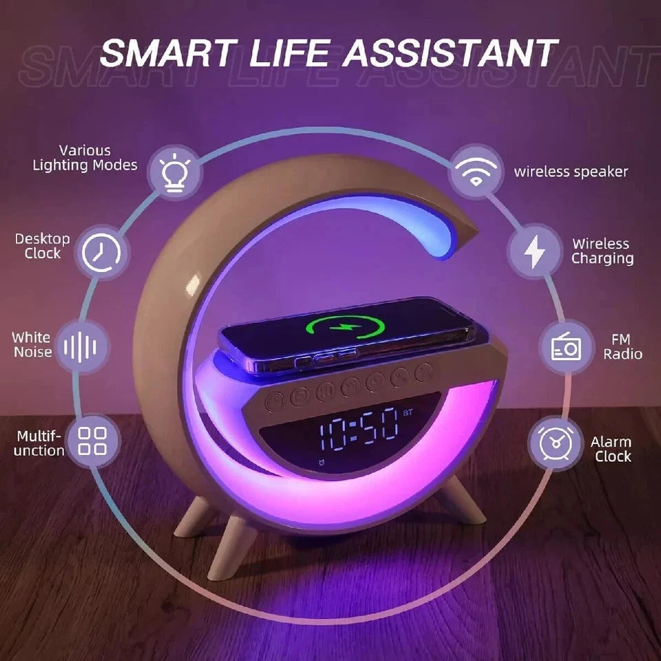 BT-3401 Wireless Charging Alarm Clock with Bluetooth Speaker & RGB Night Light