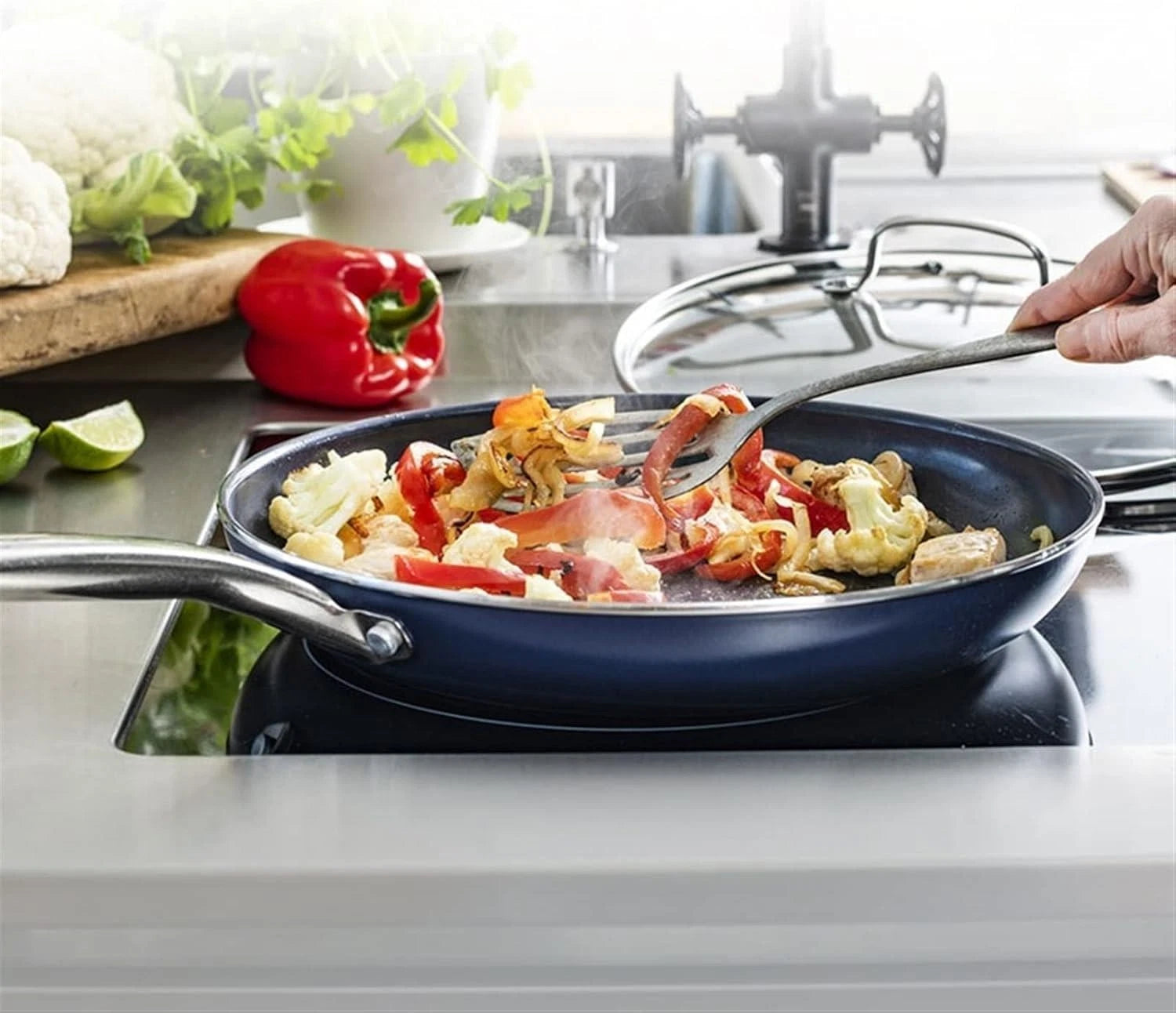 Blue Diamond 3(7) Piece Enhance Ceramic Non-Stick Cookware Set – Aluminium, Glass Lids, Oven Safe