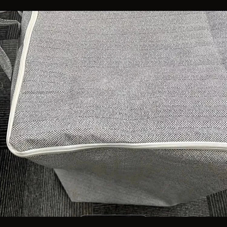 Large Fabric Storage Bag with Zipper – Foldable Clothes Organizer, Blanket & Bedding Storage Box, Grey