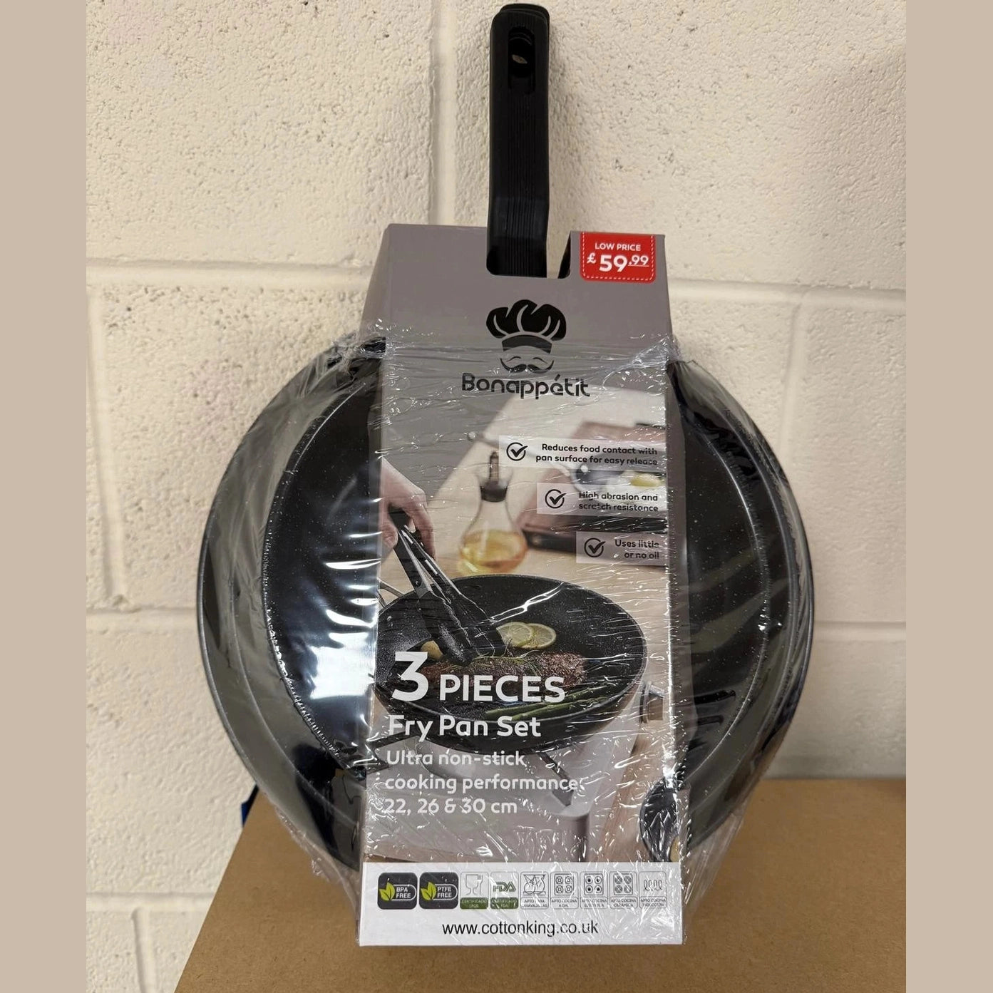 Bonappetit Fry Pan Set 3 Pieces - Brand New