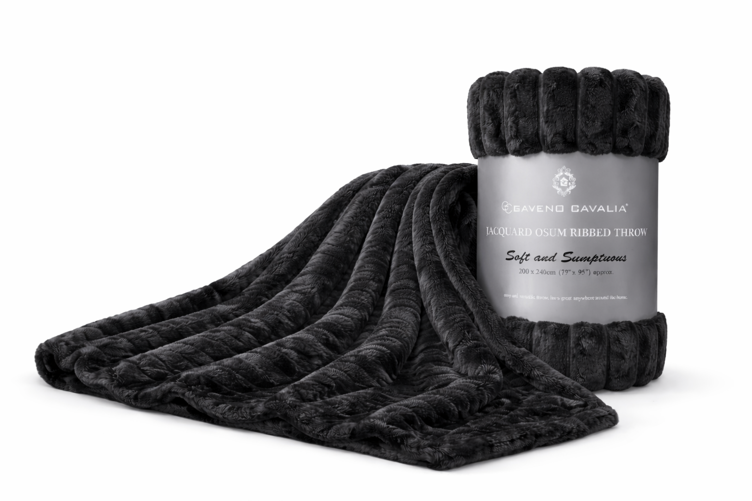 Gaveno Cavailia Jacquard Osum Ribbed Throw Blanket – 200 × 240cm