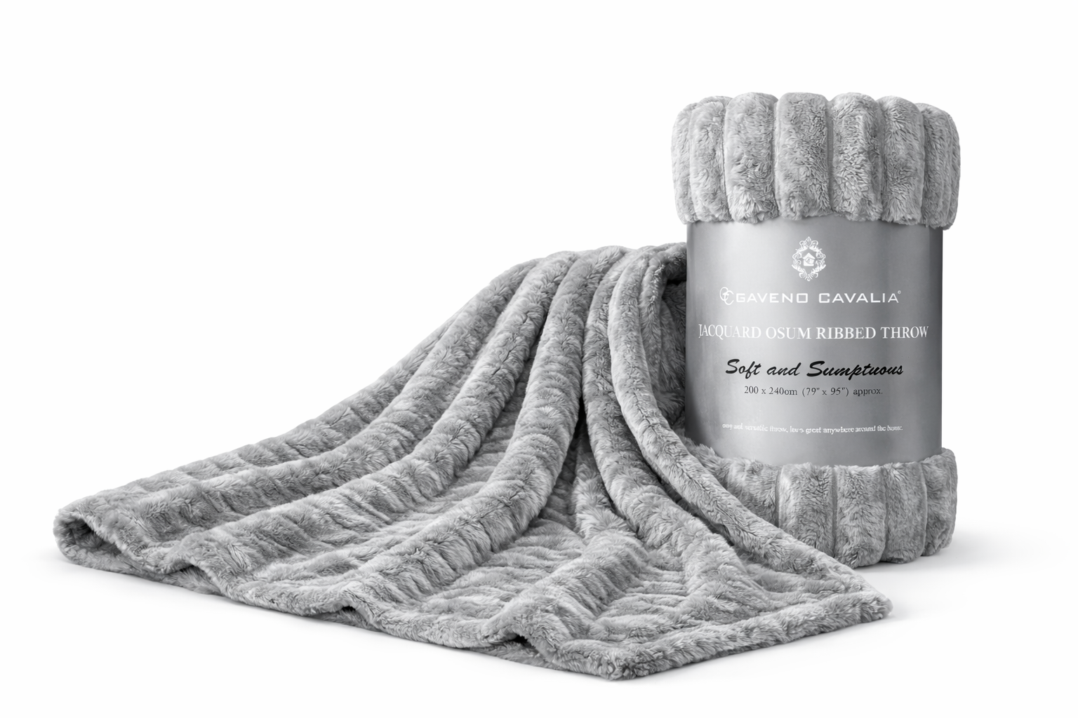 Gaveno Cavailia Jacquard Osum Ribbed Throw Blanket – 200 × 240cm