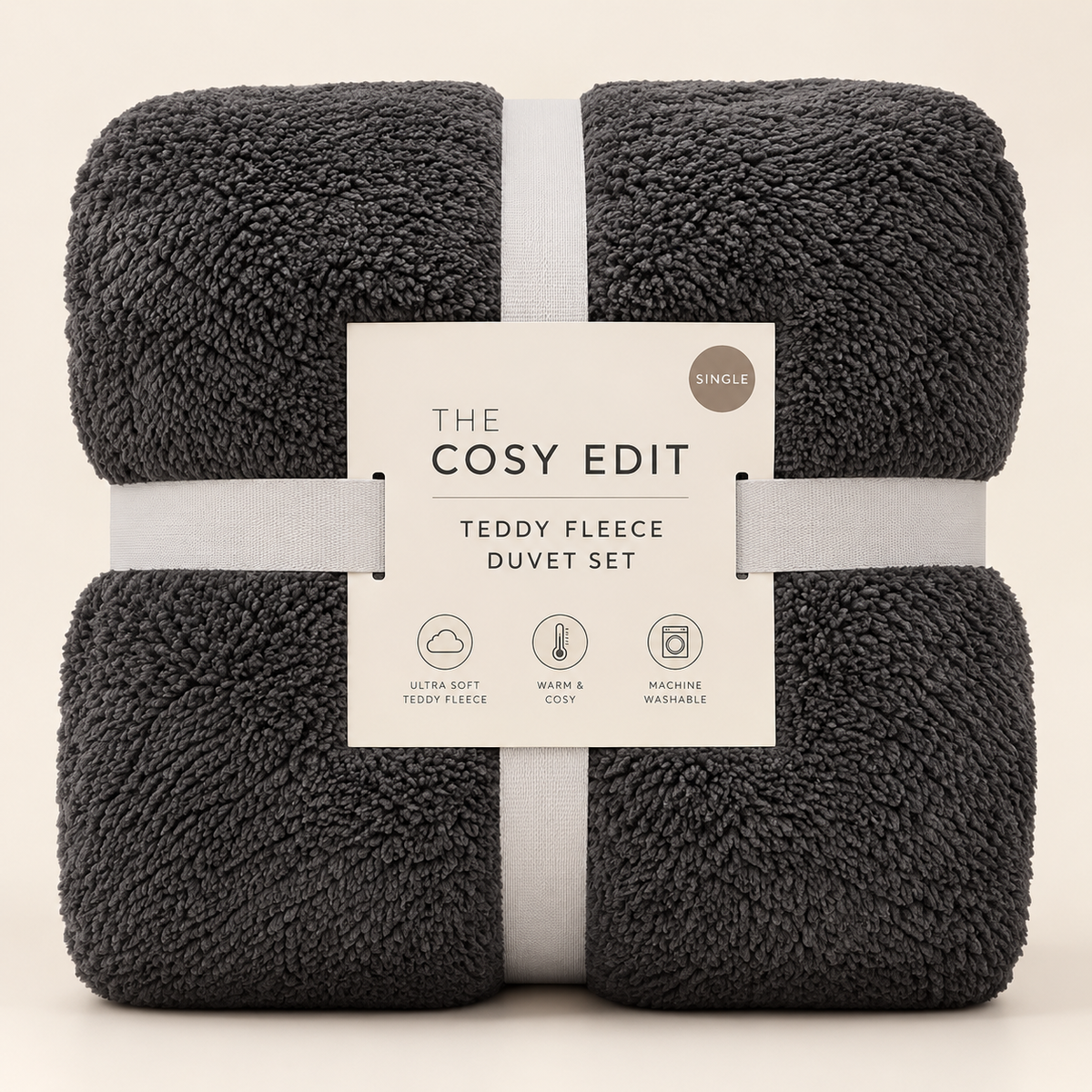 High St Premium Soft, Single size warm and cosy teddy fleece duvet set, duvet cover and 2 pillowcases, perfect for adding extra comfort and warmth to your bedroom