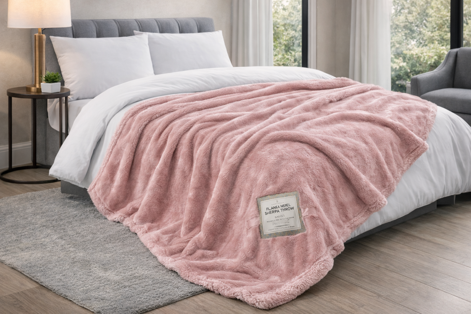 Gaveno Cavailia Flannel Sherpa Throw – Blush – 200 × 240 cm 150-200