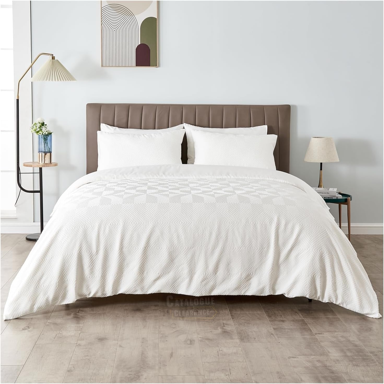 GC GAVENO CAVAILIA 3Pcs Soft Microfiber White Polka Dots Bedding Set - Super King Duvet Cover with Pillow Cases