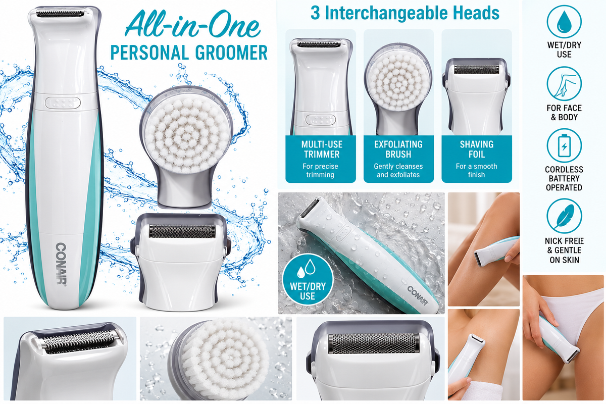 Conair All-in-One Personal Groomer – 3-in-1 Cordless Wet & Dry Grooming Kit