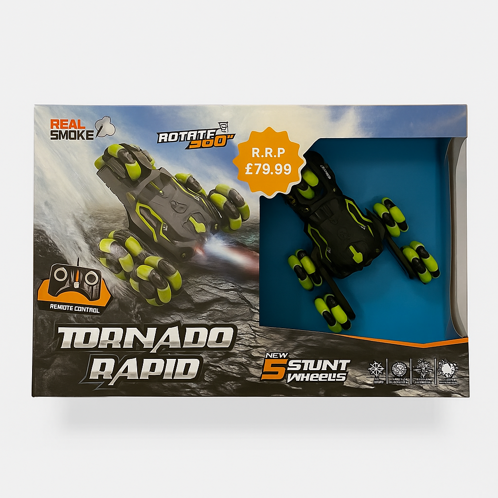 Tornado Rapid Remote Control Car – 360° Spinning Stunt Vehicle with Smoke Effect