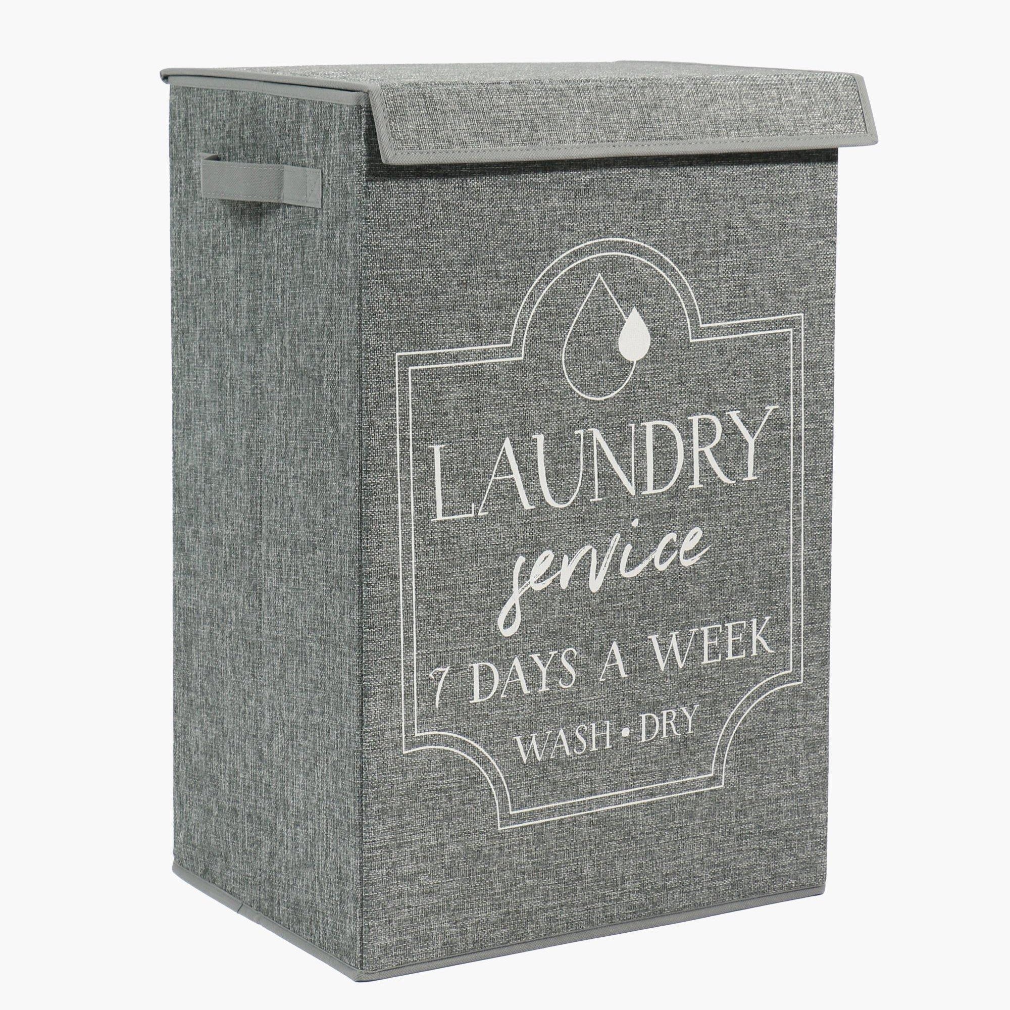 Cotton King Laundry Basket with Lid & Handles – Linenette Finish, 39x29x60cm