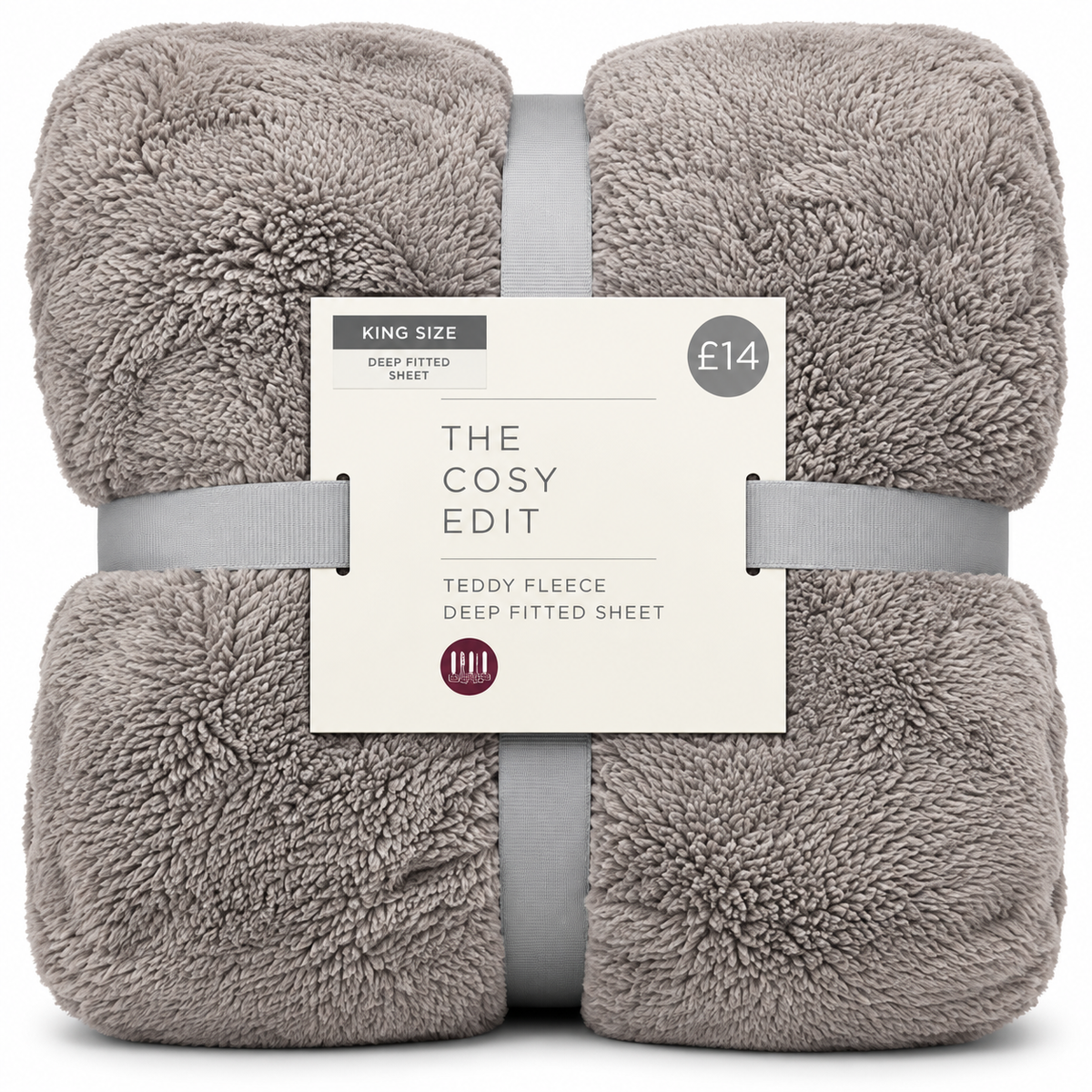 High St Premium Teddy Fleece Deep Fitted Sheet – King Size – Grey