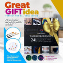AEM Watercolor Paint Set - 24 Tubes, Brushes, Paper & Palette