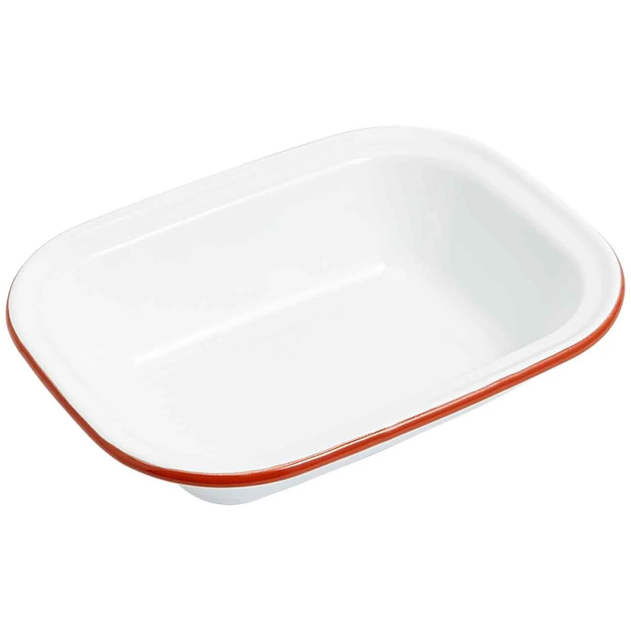 High Street Enamel Pie Dish – White with Red Rim (20cm & 28cm)