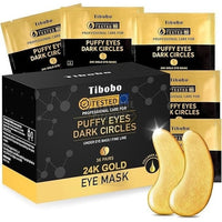 24K Gold Under Eye Patches - 50 Pairs Gel Pads with Collagen & Hyaluronic Acid for Dark Circles, Puffy Eyes, Wrinkle Removal, Dermatologically Tested