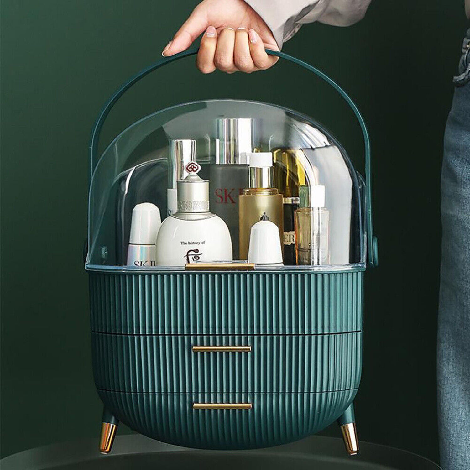Groundlevel Green Make Up Storage Organiser