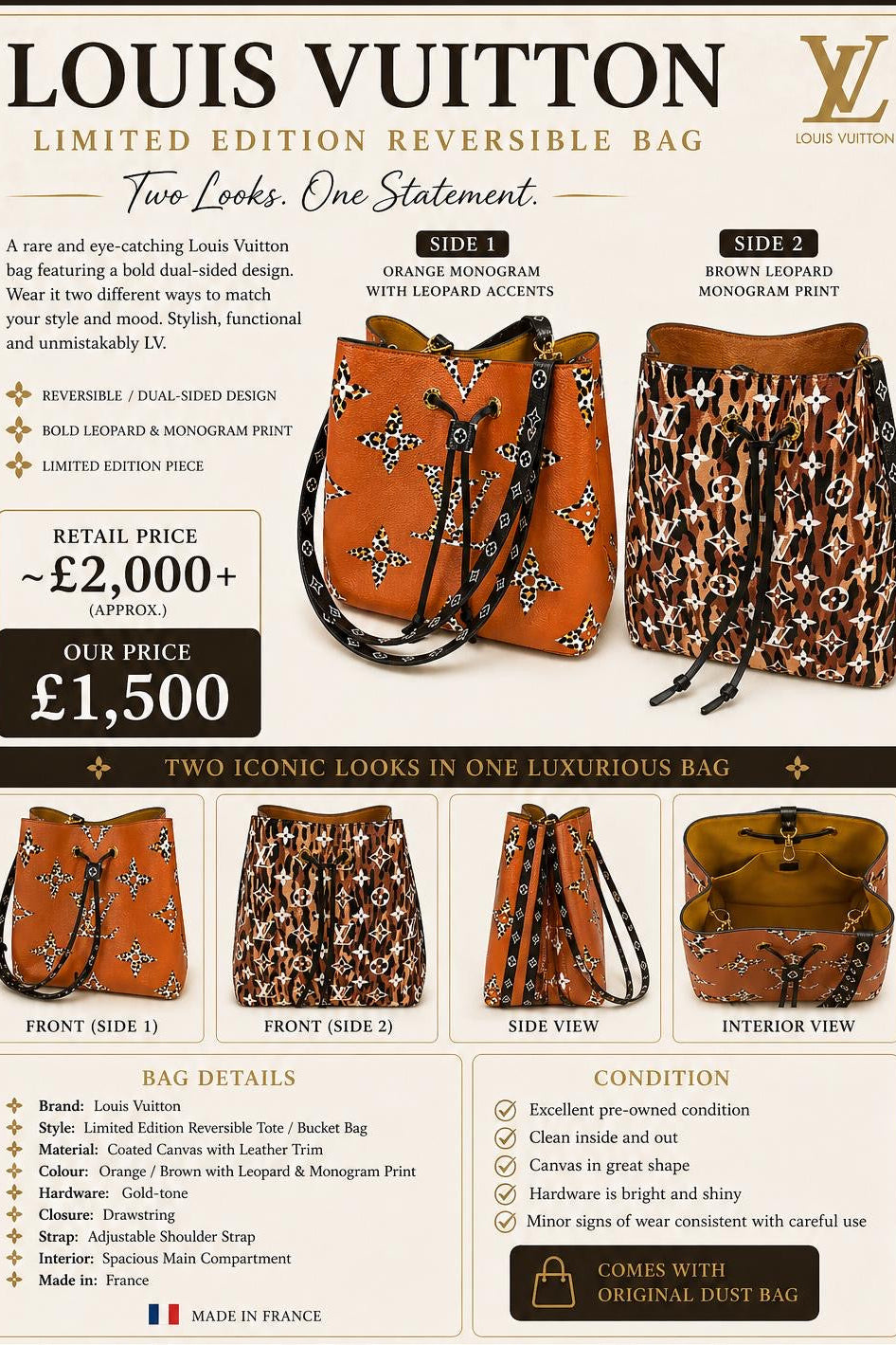 LOUIS VUITTON LIMITED EDITION REVERSIBLE BAG - PRELOVED