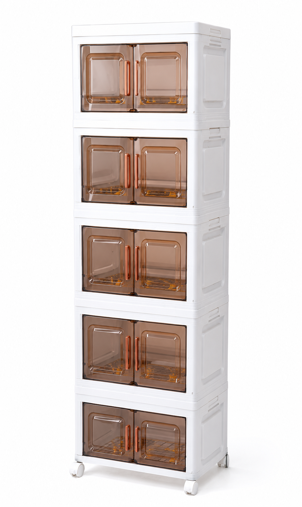 5 drawer Stackable Plastic Storage Cabinet with Wheels – Modular Storage Organiser