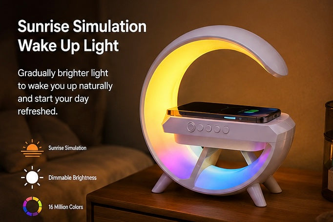 XM-X63 LED Wireless Charging Speaker – Alarm Clock, Mood Light & Sleep Sound Machine