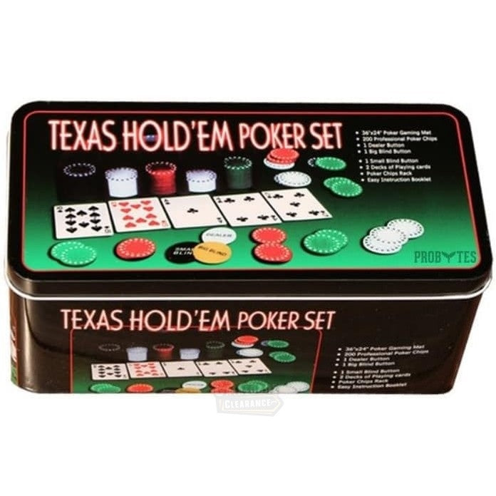 Texas Hold’em Poker Game Set – Casino-Style Cards, Chips, Mat & Tin Box