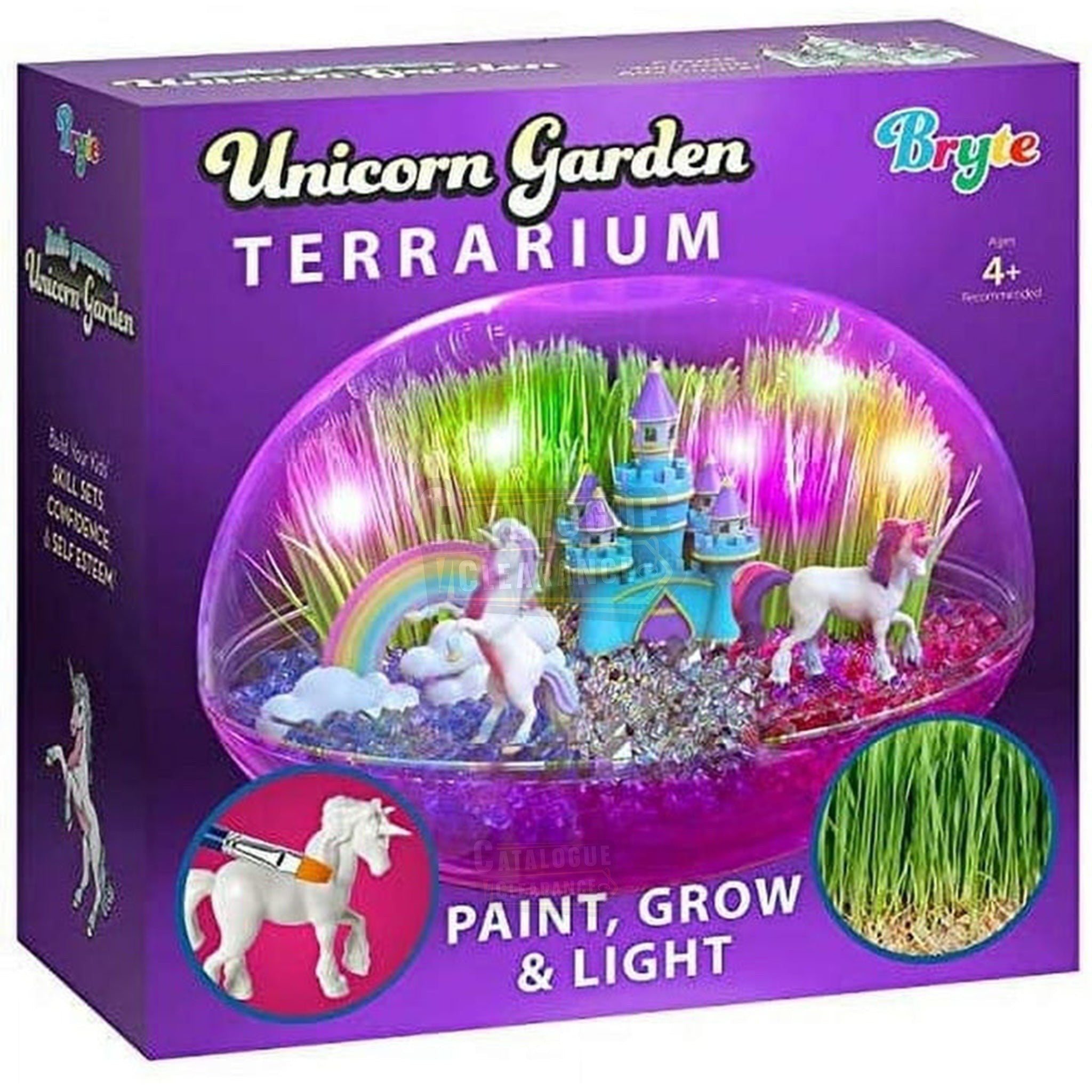 BRYTE Unicorn Terrarium Kit for Kids Light Up Fairy Garden
