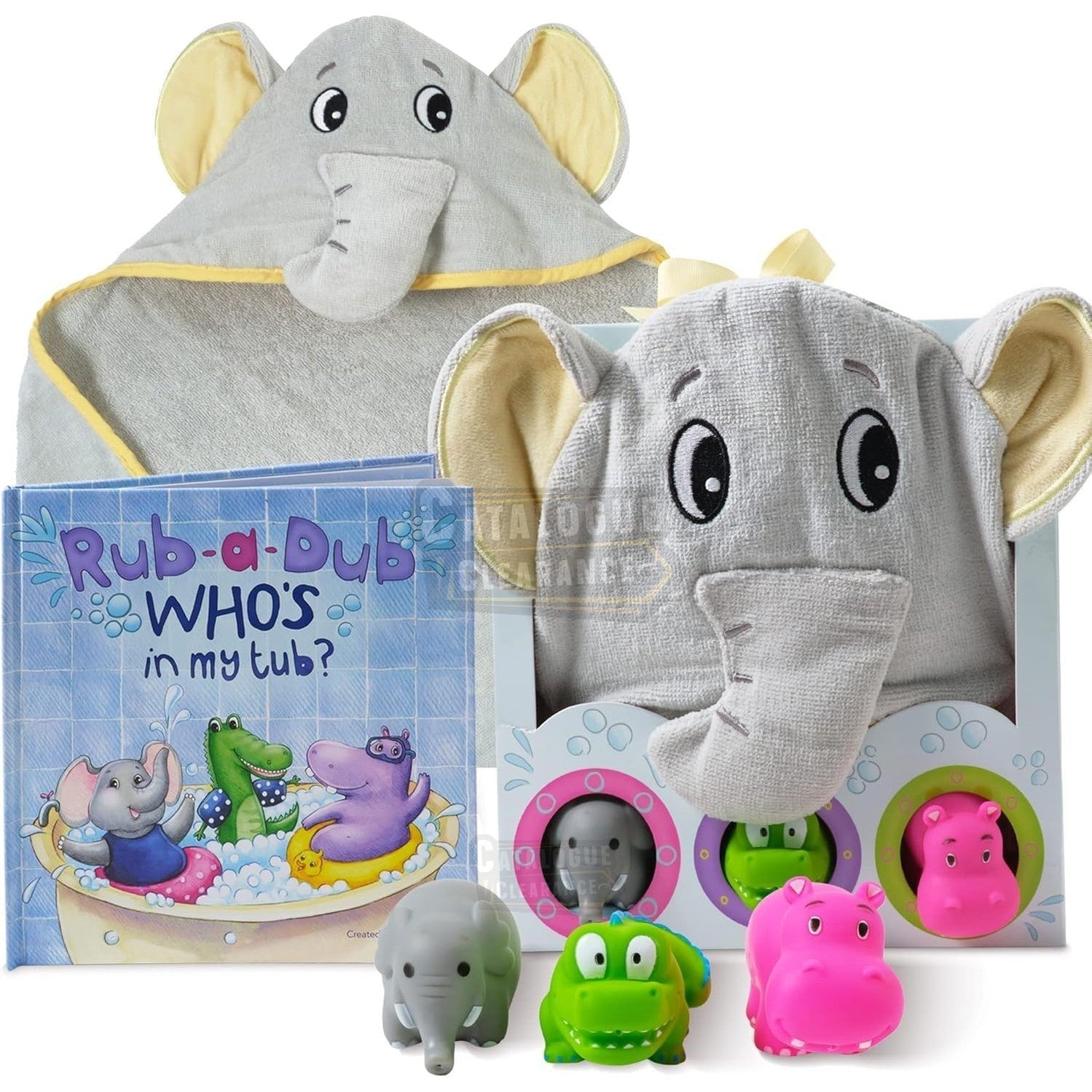 Tickle & Main Rub-a-Dub 5-Piece Bath Set with Elephant Towel & Safari Toys