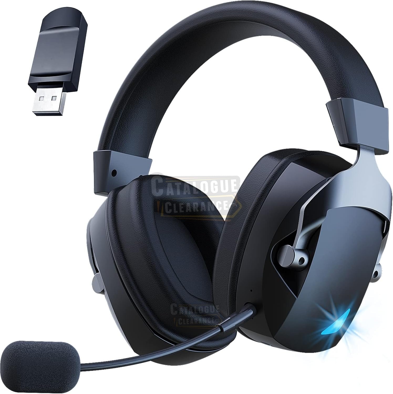 Wireless Gaming Headset, 2.4GHz USB, Bluetooth 5.3, Noise-Cancelling Mic