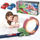 Dinosaur Track Racing Toy with 2 Inertia Racing Cars, Continuous 360 Degree Rotating Racing Track Toy