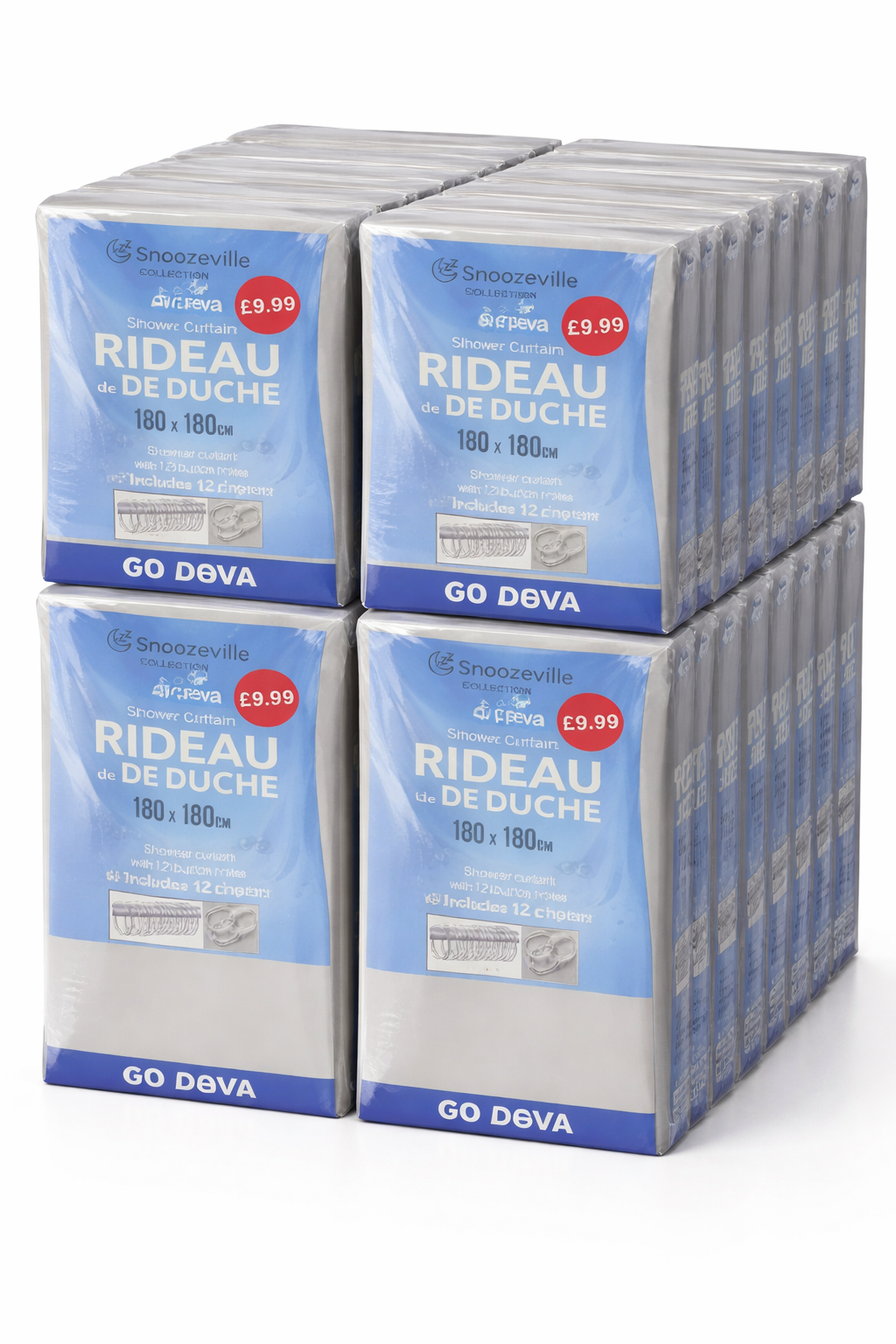 Snoozeville PEVA Shower Curtain —  50 Pack (Bulk Buy)