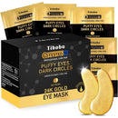 24K Gold Under Eye Patches - 50 Pairs Gel Pads with Collagen & Hyaluronic Acid for Dark Circles, Puffy Eyes, Wrinkle Removal, Dermatologically Tested